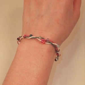 HANDMADE loose braided Hemp bracelet glass beads